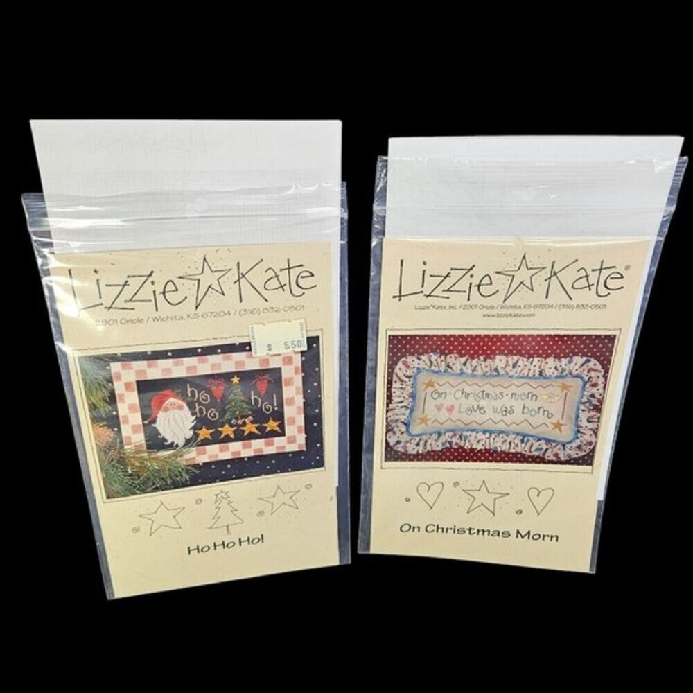 Lizzie Kate Ho Ho Ho and Christmas Morn‎ Cross Stitch Patterns Santa Claus Lot 2